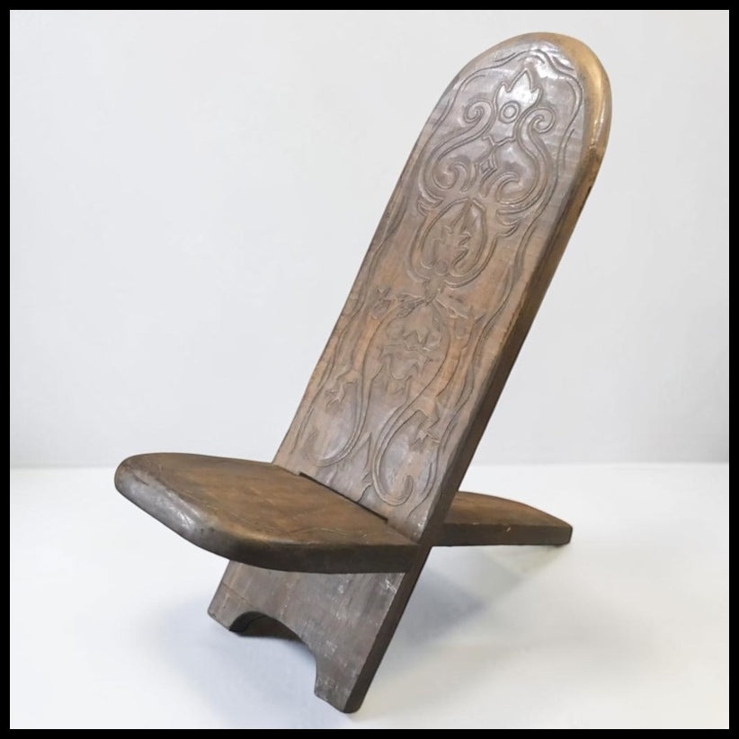 Vintage African Mid 20th Century Senufo Carved Wooden Stargazer Chair from the Ivory Coast