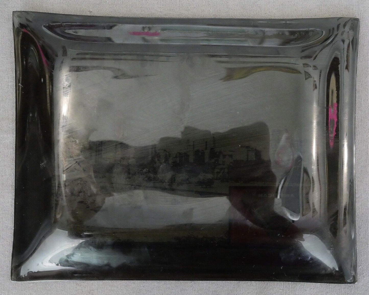 Vintage 1970's American Trucking Association Goodyear Smoked Glass Trinket Tray