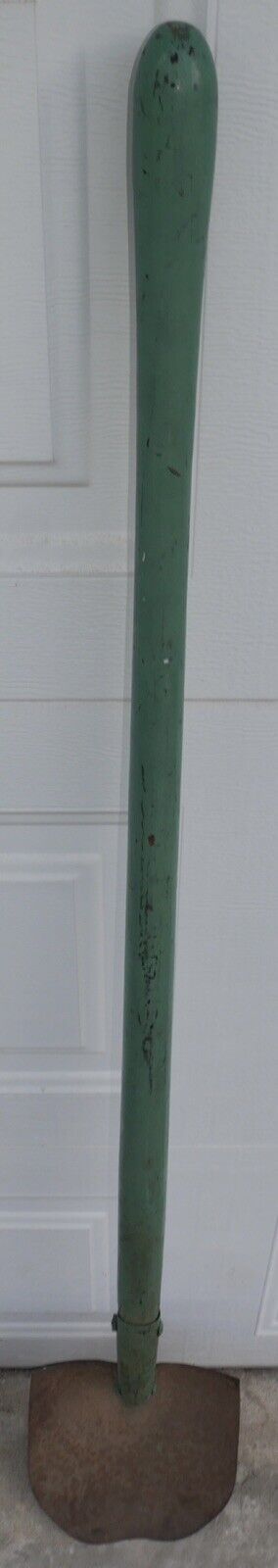 Circa 1920 American Primitive Pastel Green Painted Wood Handle Metal Shovel