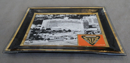 Vintage 1970's American Trucking Association Goodyear Smoked Glass Trinket Tray