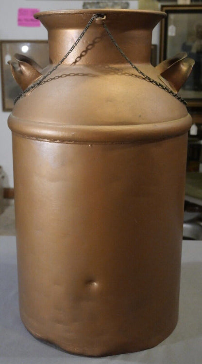 Vintage 1960's American Copper Tone Metal Old World Map Motif Milk Can