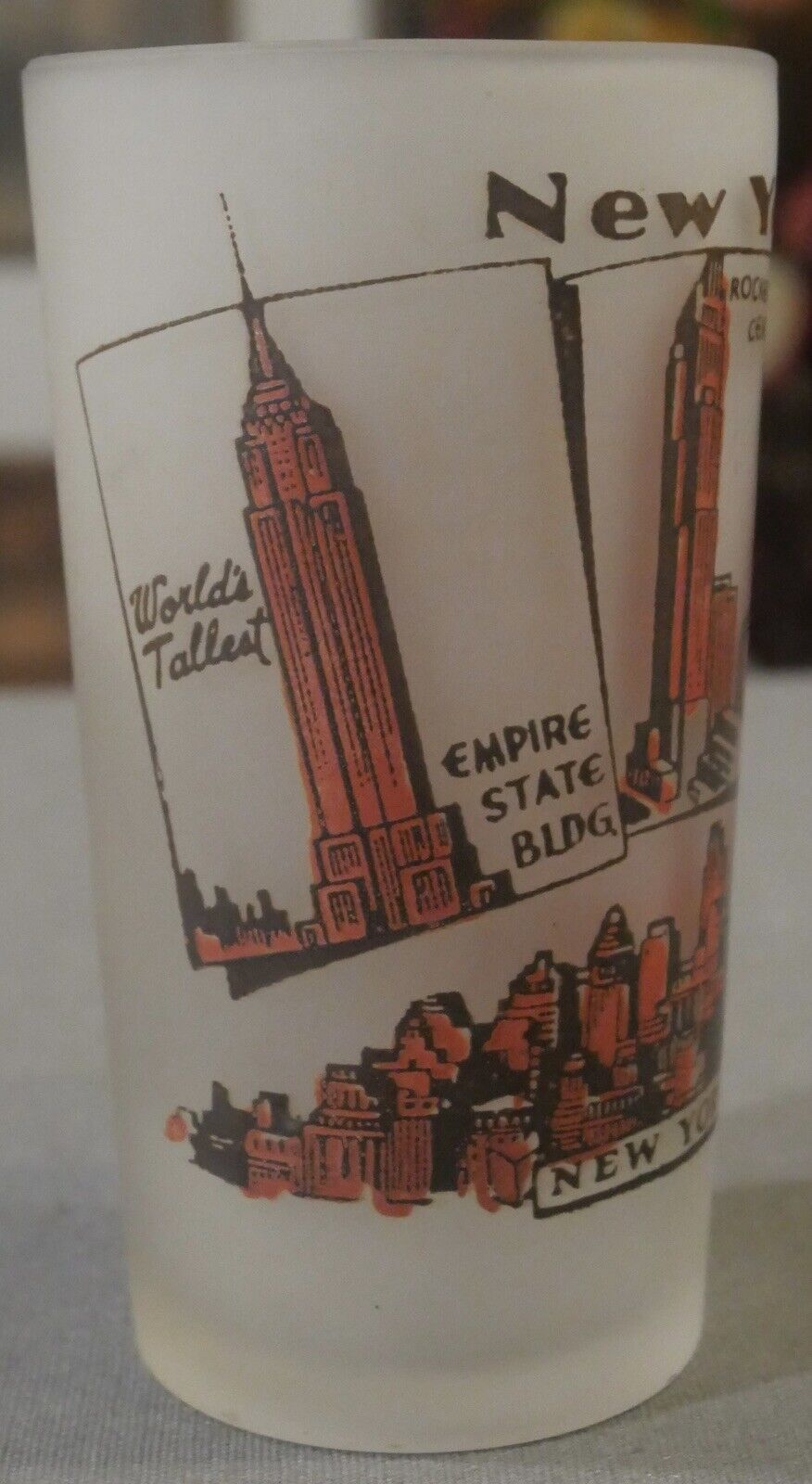 Vintage 1950's New York City Frosted Souvenir Glass