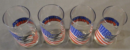 Set of 4 Vintage 1970's America Proud Eagle/Flag Motif Glasses