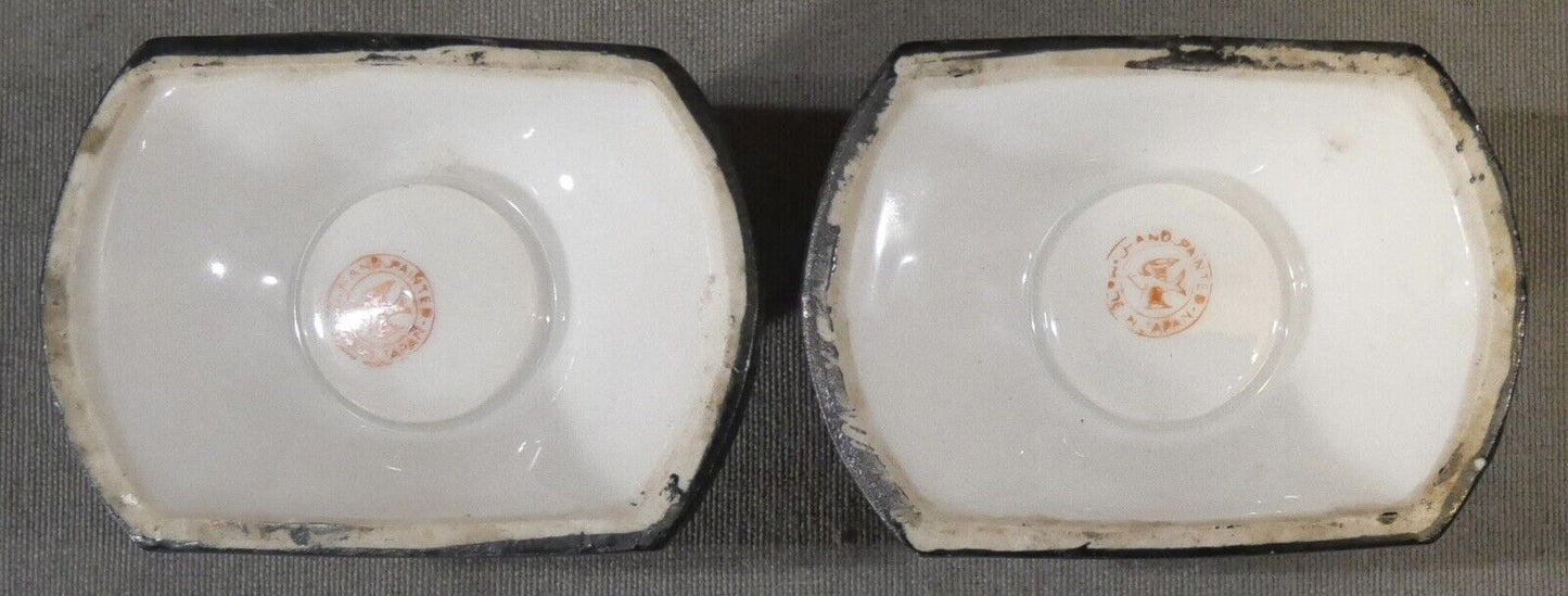 Pair of Mid 20th Century Japanese Lusterware Porcelain Leaf Motifs Candlesticks