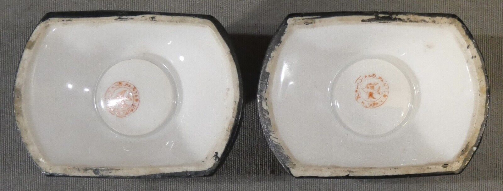 Pair of Mid 20th Century Japanese Lusterware Porcelain Leaf Motifs Candlesticks