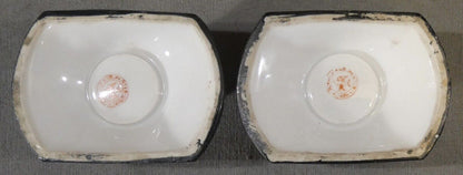 Pair of Mid 20th Century Japanese Lusterware Porcelain Leaf Motifs Candlesticks