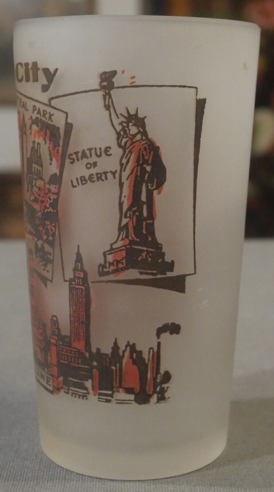 Vintage 1950's New York City Frosted Souvenir Glass