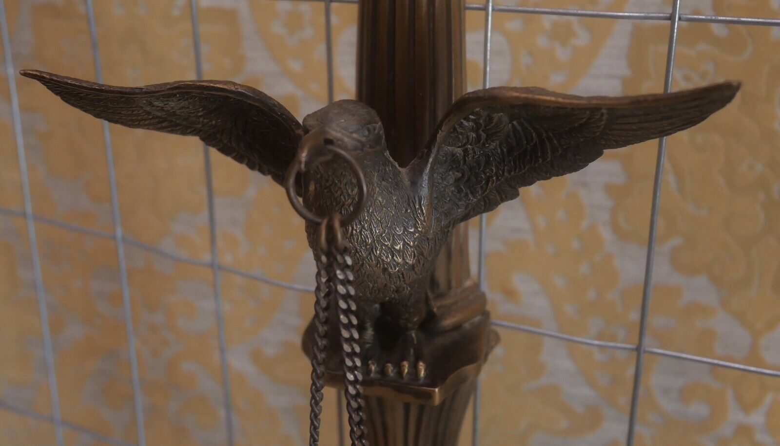Pair of 1980's American Federal Style Gilt Brass Eagle/Torch Candelabra Sconces