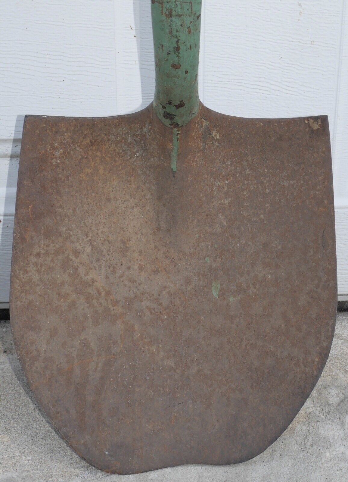Circa 1920 American Primitive Pastel Green Painted Wood Handle Metal Shovel