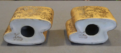 Pair of Vintage 1950's American Le Mieux China Weeping Gold Double Candlesticks