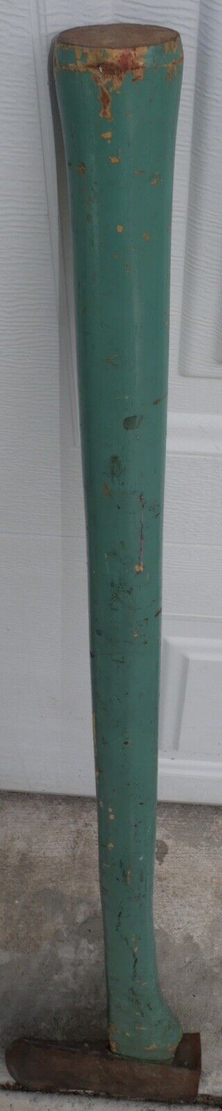 Circa 1920 American Primitive Pastel Green Painted Wooden Handle Metal Axe