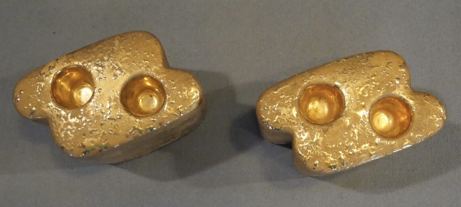 Pair of Vintage 1950's American Le Mieux China Weeping Gold Double Candlesticks