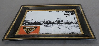Vintage 1970's American Trucking Association Goodyear Smoked Glass Trinket Tray