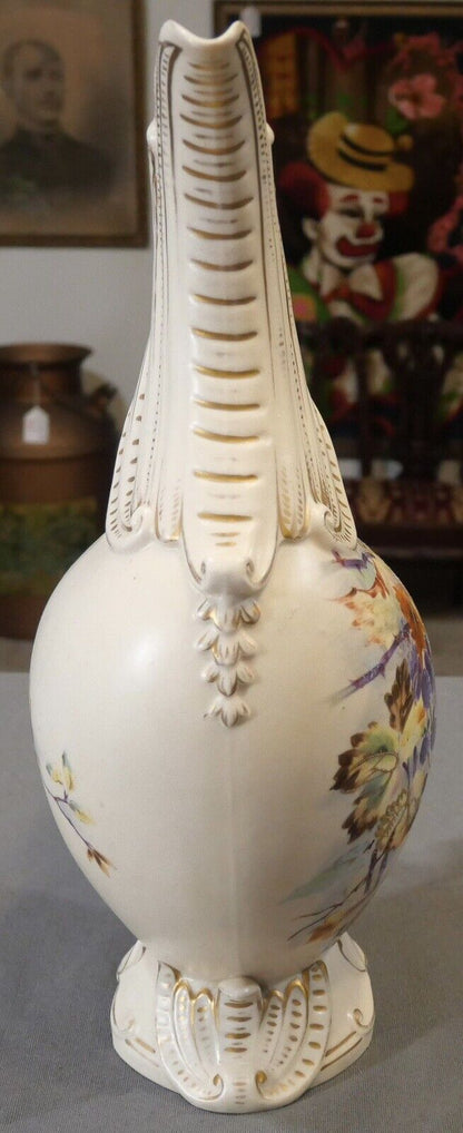 Late 19th Century Austrian Art Nouveau Porcelain Hand-Painted Blackberry Branch Motif Ewer