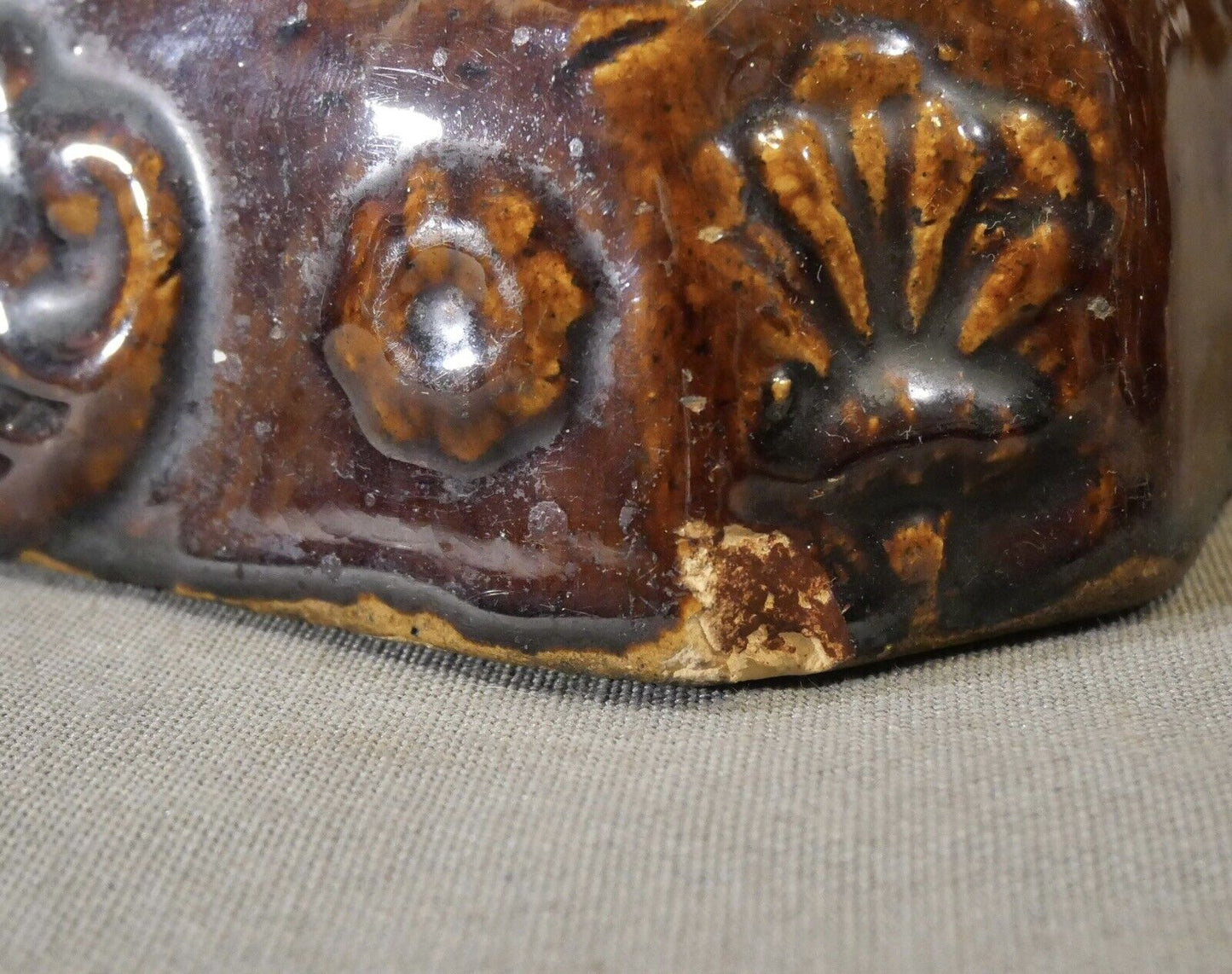 Pair of Circa 1860 American Pottery Rockingham Glaze Spaniel Doorstops/Mantel Dogs