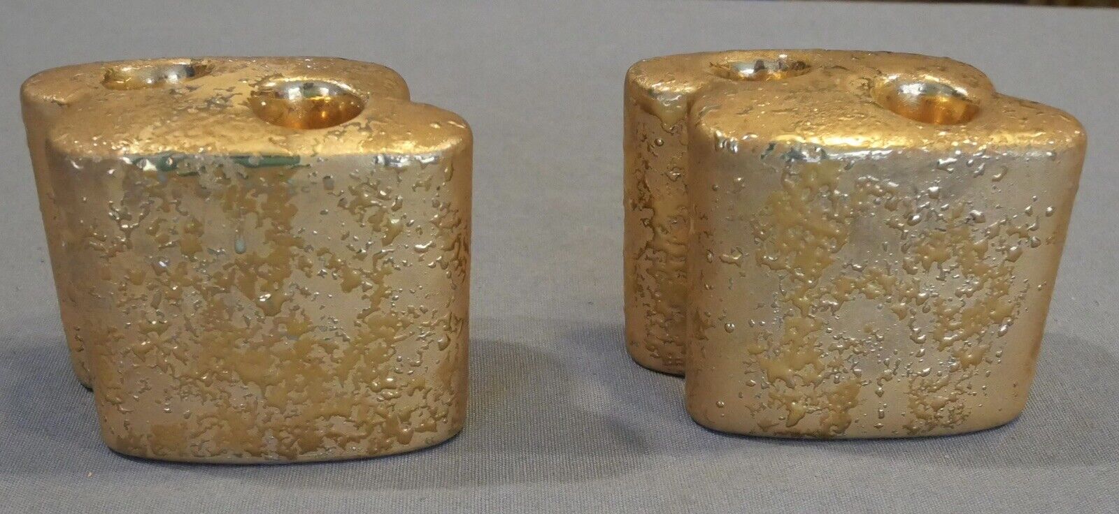 Pair of Vintage 1950's American Le Mieux China Weeping Gold Double Candlesticks